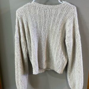 cupcakes & cashmere Cream Textured Crewneck Sweater